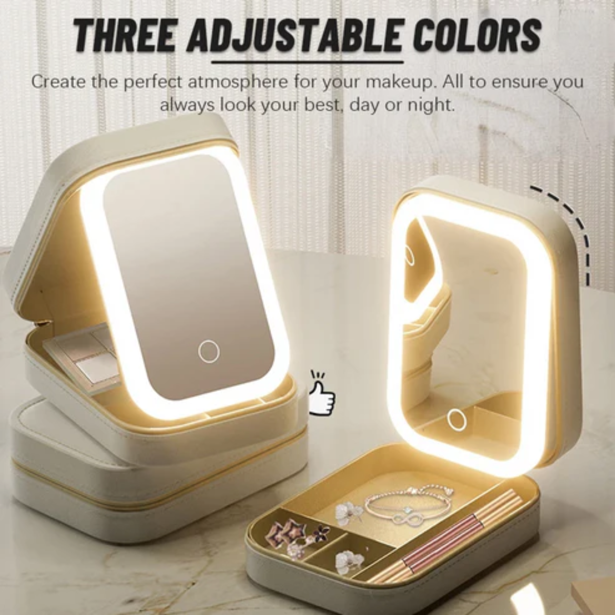 GlamLite™ LED Three-Color Adjustable Makeup Mirror