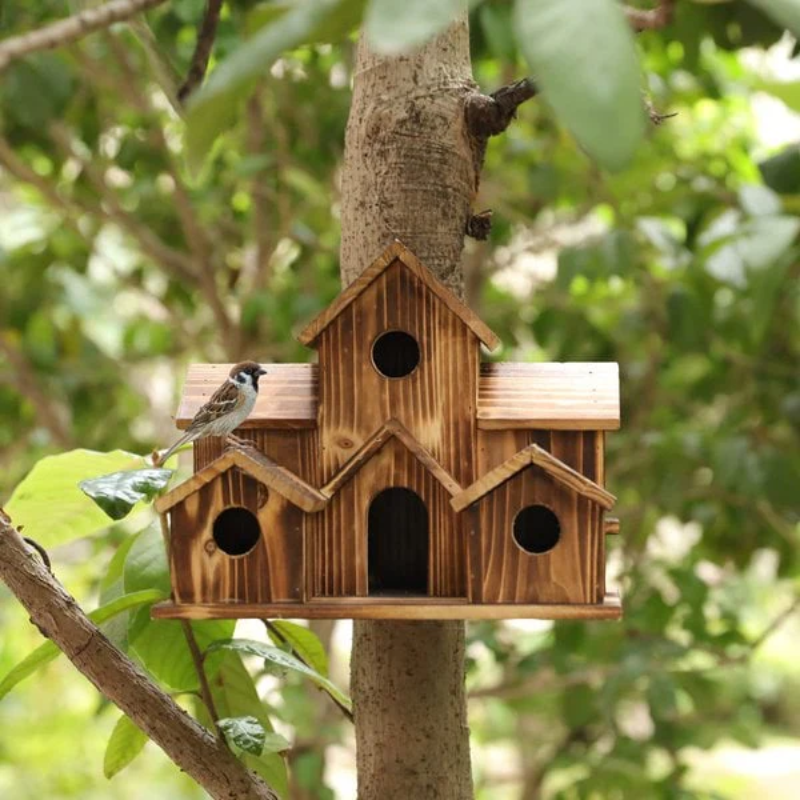 NatureNest™ 6 Hole Handmade Bird House: Perfect Gift for Nature Lovers