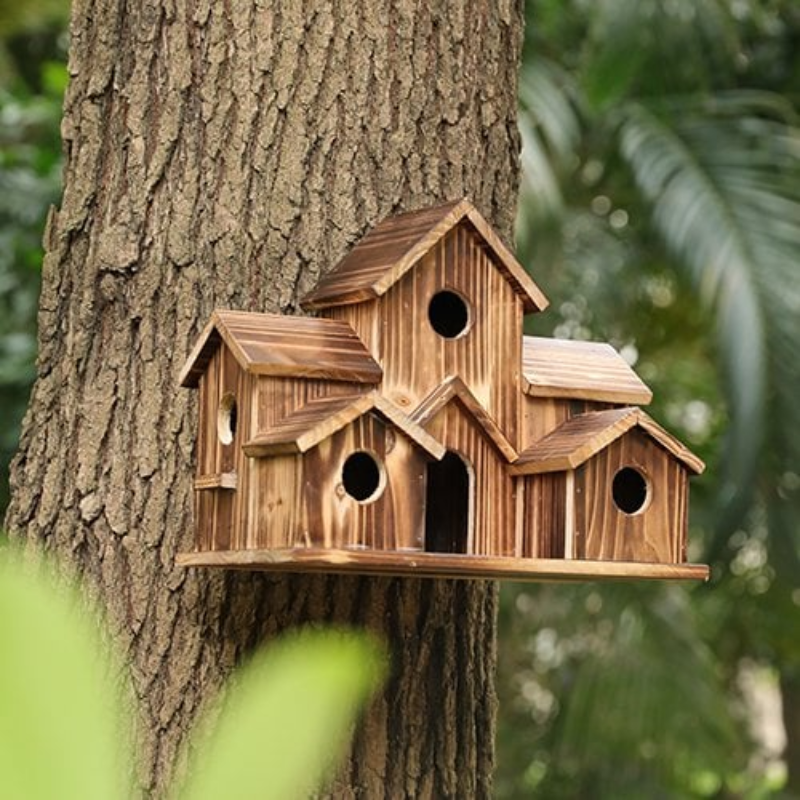 NatureNest™ 6 Hole Handmade Bird House: Perfect Gift for Nature Lovers